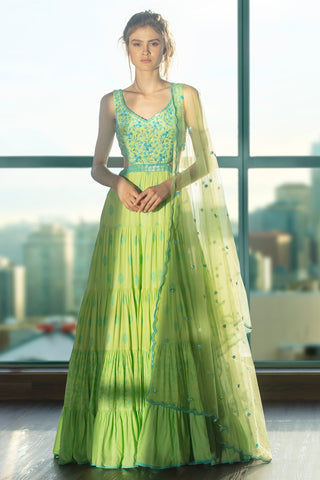 Pista Layer Anarkali Set