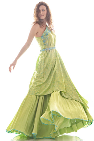Pista One Shoulder Lehenga Set