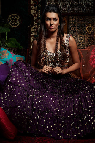 Purple Frill Lehenga Set
