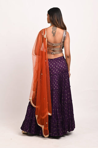 Purple Frill Lehenga Set