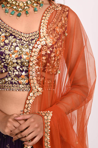 Purple Frill Lehenga Set