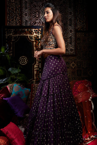 Purple Frill Lehenga Set