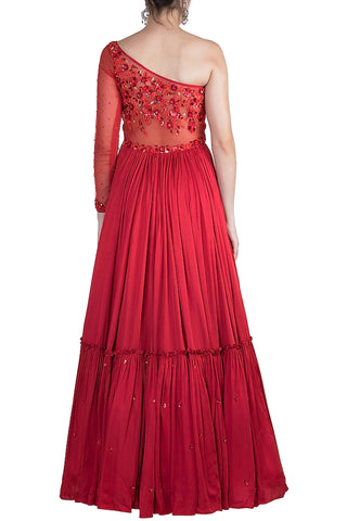 Red One Shoulder Gown