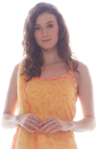 Yellow Strappy Kurta Palazzo Set