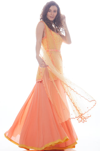 Yellow Strappy Kurta Palazzo Set