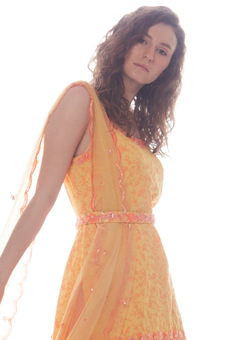Yellow Strappy Kurta Palazzo Set
