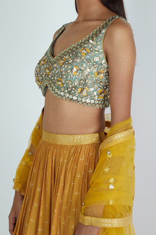 Yellow & Mint Lehenga Set