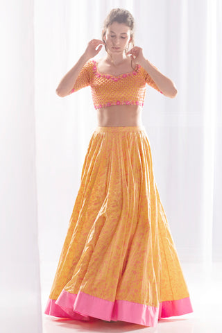 Yellow & Pink Lehenga Set